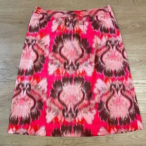 Tory Burch Pink Abstract Silk Straight Mini Skirt Size 6
